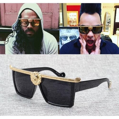 JackJad 2020 New Fashion Wild Lion Head Decoration ANNA Sunglasses Women Men Brand Design Square Frame Sun Glasses Oculos De Sol