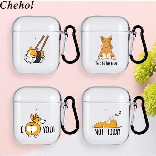 Cute Dog Corgi Earphones Headphone Protected Cases Cover for Apple Airpods Pro 1 2 Soft Silicone Bluetooth Wireless Headset Case