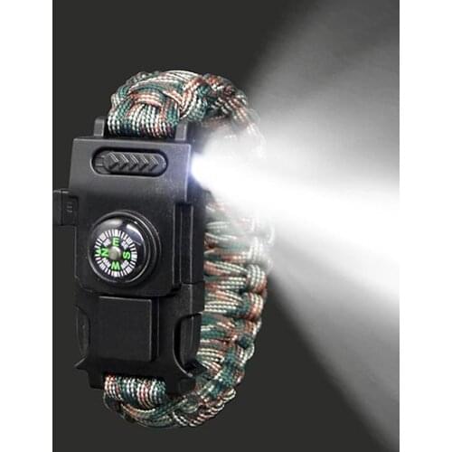 Survival Kit Paracord 4mm Bracelet LED Multi-function Bracelet Survive Outdoor Tools Emergency Camping Hiking Rescue Hand Rope