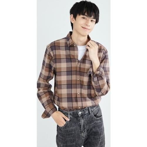 Ec720 Casual Men Shirts Premium Cotton Classic Retro Square Collar Loose Daily All-Match Boyfriend Long Sleeve Tops Clothing