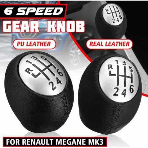 New 6 Speed PU Leather Manual Gear Shift Knob Lever Shifter Handball For Renault Megane Clio Laguna Scenic For Vauxhall/Opel