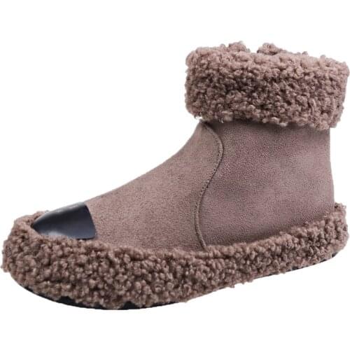 Sheep Curly Wool Women Winter Shoes Warm Cotton Women Flat Winter Shoes Anti-ski Female Ankle Boots