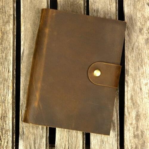 Personalized Simple A5 leather ring binder notebook cover / distressed leather refillable refill journal diary free engraving