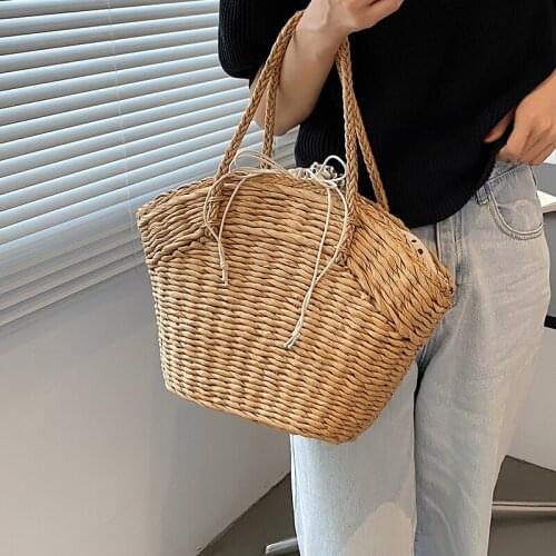 Woven Straw Bag Summer Beach Handbags Purses Women Shoulder Bags 2021 New Large Capacity Underarm Big Casual Totes Qualited