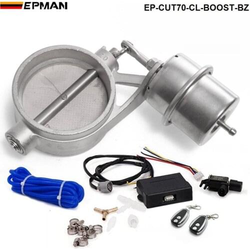 Exhaust Control Valve With Boost Actuator Cutout 70mm Pipe CLOSED with Wireless Remote Controller Set EP-CUT70-CL-BOOST-BZ