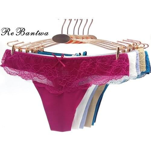 Rebantwa 10pcs/Lot Sexy Lace g strings Transparent Panties Tangas G-string Lingerie Cute women underwear Nylon Thong Knickers