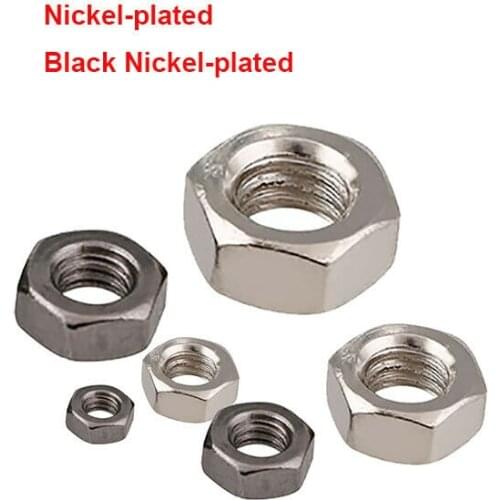 Hex Nuts Metric M2 M2.5 M3 M4 M5 M6 Carbon Steel Hexagon Lock Nuts Nickel Plated/Black Nickel Plated