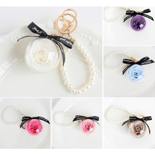 Preserved Eternal Flower Keychain Schoolbag Hanging Buckle Creative Souvenir Eternal Flower Key Chain Bag Car Hangers Gifts