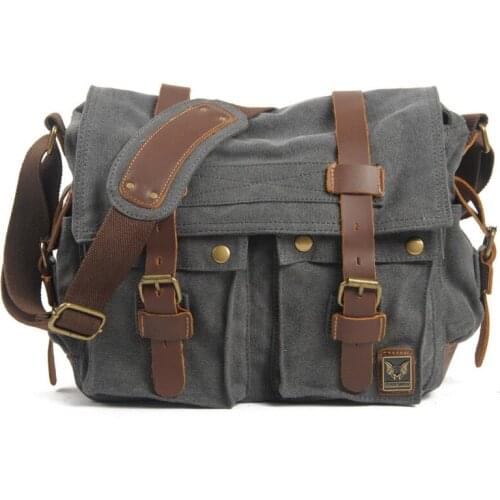 Style Men Bag Shoulder Bag For Men Crossbody Messenger Bags Canvas Bag Travel Casual Bag Vintage Workers Briefcase Black Retro