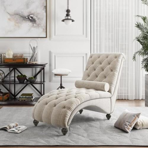 Exquisite Workmanship Large Size Tufted Chaise Rest Chair for Decoration