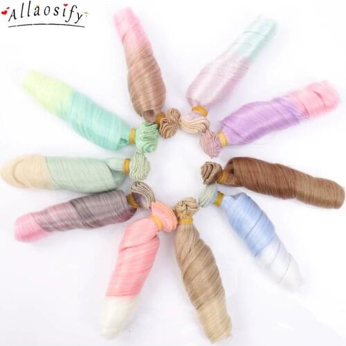 Allaosify Long Curly High Temperature Fiber Gradient Color 15*100cm and 30*100cm DIY BJD Hair Doll Wig