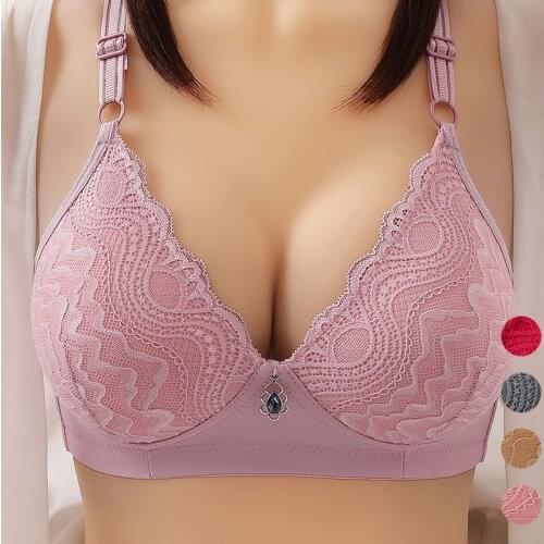 Women Plus Size Underwear Sexy Push Up Bra Pendant Lace Pattern Thin Wireless Seamless Bras Large Breast Bralette for Female New