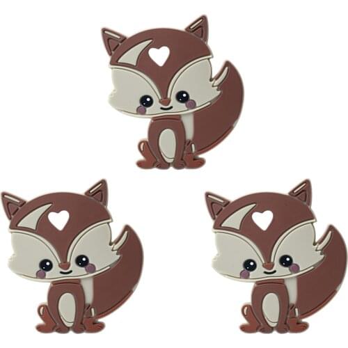 1 PC Fox Silicone Animal Teether Food Grade Teething Necklace Pendant Accessories Koala Lion Elephant Bear Llama Dino BPA Free