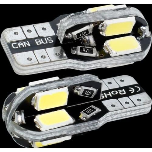 10PCS High Quality T10 8SMD 5630 LED Car Light Canbus NO OBC ERROR Auto Wedge Lamp 2825 W5W 8 SMD 5730 Led Parking Bulb 12V 10X