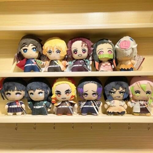 10Pcs/lot Demon Slayer: Kimetsu no Yaiba Keyring Pendant Doll Toy Size 15CM Kamado Tanjirou Nezuko Rengoku Soft Stuffed Dolls