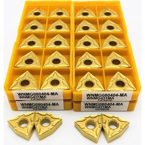 10PCS carbide insert WNMG080404 MA UE6020 US735 high quality external metal lathe parts tool CNC WNMG 080404 turning tool