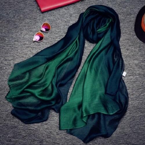 2019 Fashion Women Scarf Luxury Brand Hijab 100% Silk Gradient Color Organza Woman Ladies Neckerchief Shawls Pashmina Foulard