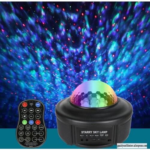 2020 new bluetooth star projection lamp led music romantic starry sky lamp waterproof laser TF card music rotating stage lights
