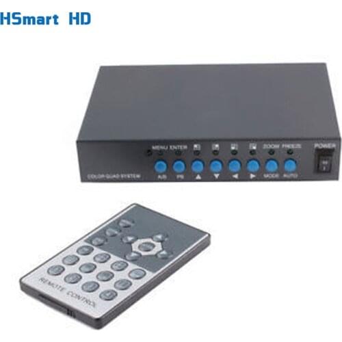 4CH CCTV Camera Video Quad Processor Video Splitter VGA Output w/Remote Control Channel Video Multiplexer
