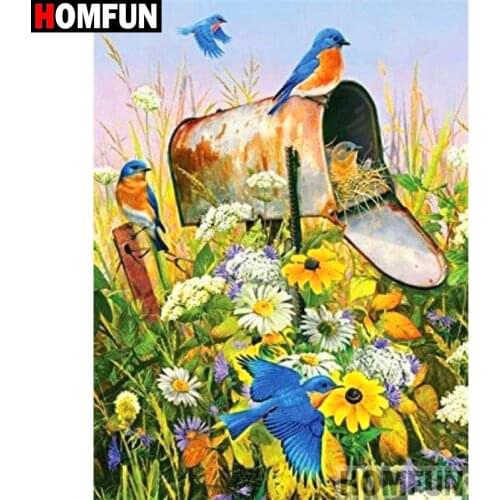 HOMFUN Full Square/Round Drill 5D DIY Diamond Painting "Birds and flowers" 3D Diamond Embroidery Cross Stitch Home Decor A19880