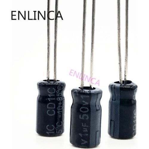 100pcs/lot P91 high frequency low impedance 50V 1UF aluminum electrolytic capacitor size 4*7 1UF 20
