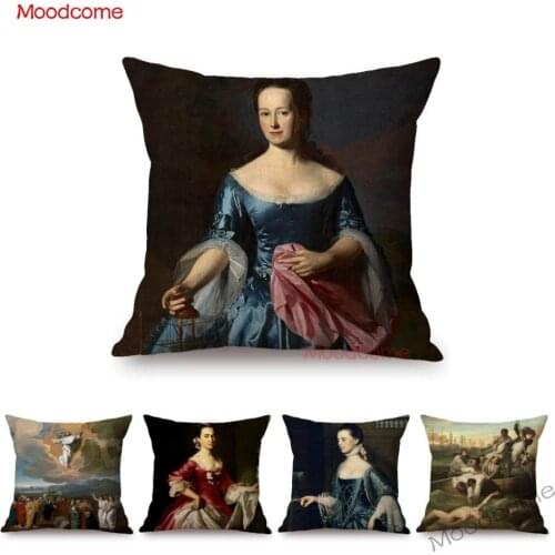 US Artist John Singleton Copley Famous Oil Painting Neoclassicism Female Portrait Pillow Cover Decoration Art Sofa Cushion Cover