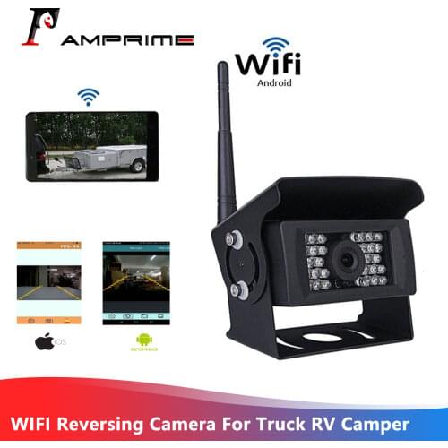 AMPrime WIFI Reversing Camera Dash Cam For Truck RV Camper Trailer Vehicle Rear View Camera Work with iphone or Andriod Devices