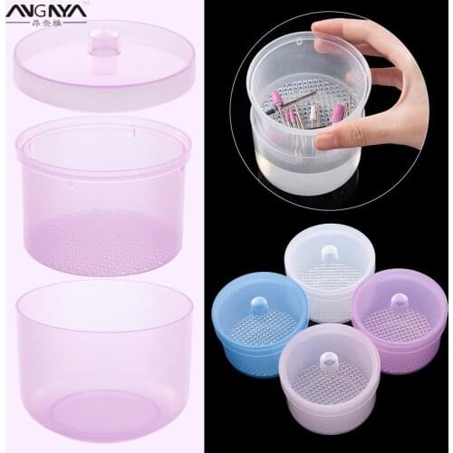 ANGNYA 1Pc Nail Art Multifunctional Disinfection Storage Box Nail Drill Bits Clipper Cutter Tweezers Accessories Clean Container