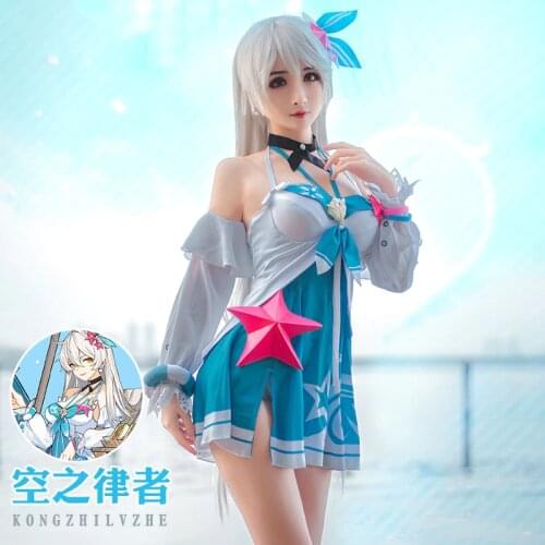 Anime Honkai Impact 3 NaCl Bikini Lovely Swimsuit Full Set+Starfish Cosplay Costume Women Halloween