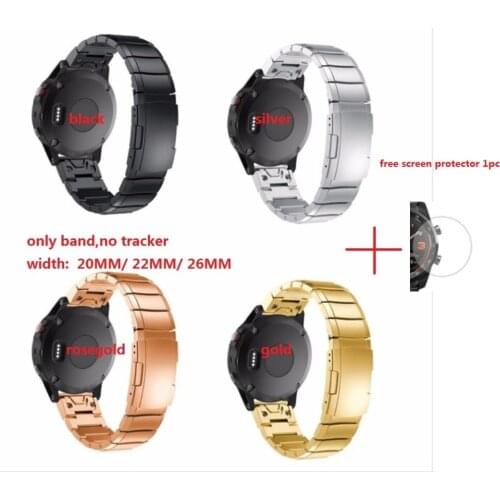 Stainless Steel band 20/22/26mm Easy Fit Strap&Tool for Gar min Fenix 3/HR/5X/5S/5/Forerunner 935/Epix .free screen protector