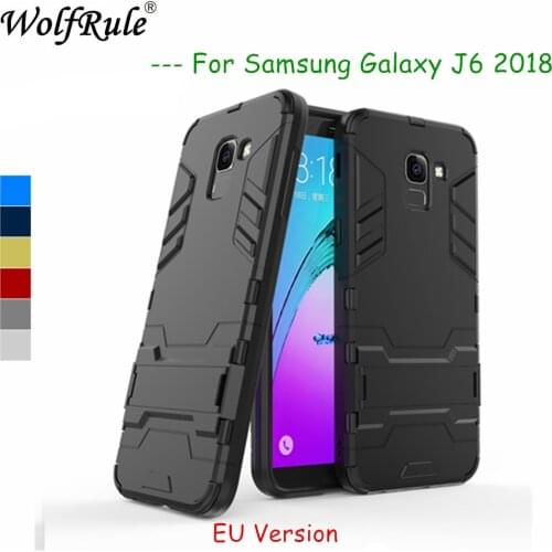 WolfRule For Case Samsung Galaxy J6 2018 Cover Rubber + Hard Plastic Kickstand Back Case For Samsung Galaxy J6 2018 Fundas J600G