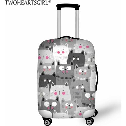 TWOHEARTSGIRL Colorful Cat Print Thicker Travel Luggage Cover Suitcase Protective Case Travel Accessorie Baggag Elastic Cover