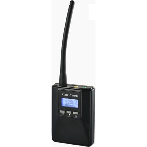 CZE-T200 CZERF PLL Stereo FM Transmitter 0-0.2W MONO MINI Radio Broadcast Station by 1000mAh Battery For Meeting/Tourism/Campus