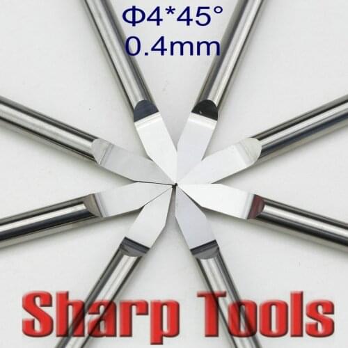 45 Angle 4x0.4MM Flat Bottom Engraving Bits CNC Router Cutter Milling Tools V PCB CNC Bits Carbide End Mill for Aluminium Brass