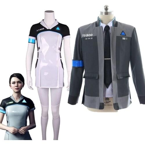 Game Detroit: Become Human Connor RK800 Agent Suit KARA Cosplay Costume Code AX400 Agent Outfit Girls Cute Dress jacket full set