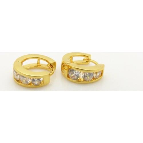 Classic Huggie Earrings Yellow Gold Filled Wedding Hoop Earrings With Clear