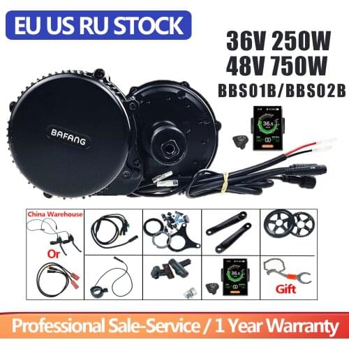 Bafang BBS02B 48V750W Mid Drive Motor Kit Brushless Motor BBS01B 36V250W Bicycle Electric eBike Conversion Kit Engine BBS02