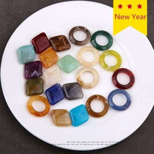 30Pcs Round Square Acetic Acid Resin Charms DIY Jewelry Earring Findings Pendants
