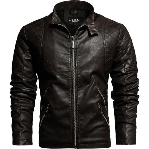 Mens Leather Jacket Business Casual Leather Autumn Winter Jacket Men New Fashion Motor Biker Leather Jackets Coat Men