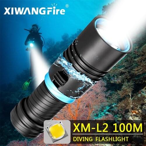 L2 Super Bright Diving Flashlight IP68 Waterproof Rating Professional Diving Light Powered By 18650 Battery with Hand Rope