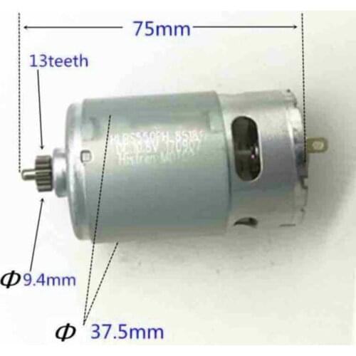 13T Teeth RS550 Motor Accessory Parts Strong Magnetic Carbon Brush 18V Durable RS550 Motor 13 Tooth Gear Metal Shell Strong