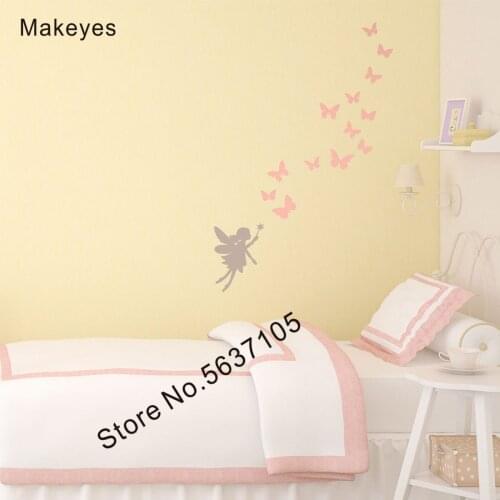 Makeyes Fairies Wall Sticker Butterflies Mural Wall Decal Home Girls Bedroom Decoration Vinyl Wall Decor Fairy Wallpaper Q763