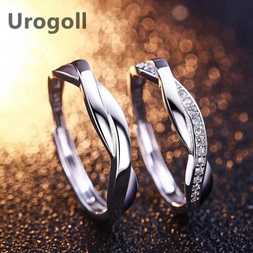 Fashion Wedding Couple Rings 100% Pure 925 Sterling Silver Ring Zircon Braided Lover Anniversary Rings Jewelry Accessories