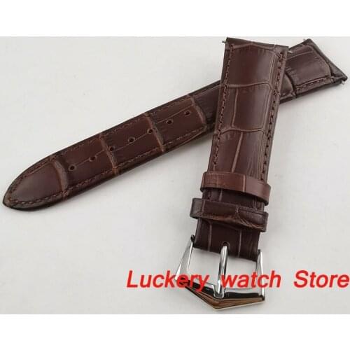 22mm brown Leather strap stainless steel bucklefit mens watch-BD10
