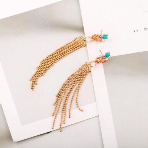 New Arrival Tassel Earring Vintage Gold Color Bead Tassel Earring For Women Handmade Charming Birthday Gift Earring Jewelry