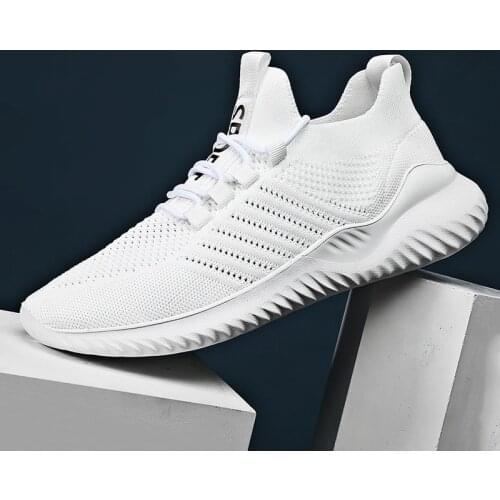 New mens sneakers light casual shoes summer breathable mesh fly woven sports outdoor jogging fashion 2021 large size running