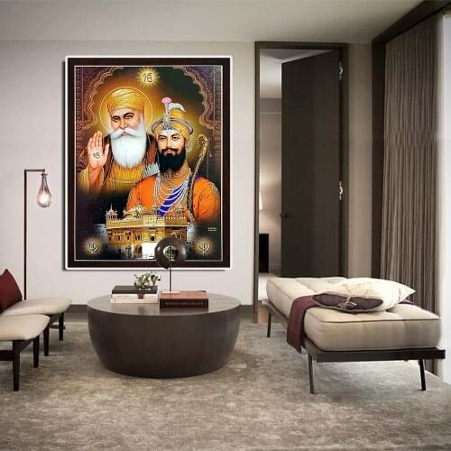 High Quality Canvas Printing Painting Wall Art Modern HD Poster Figure Guru Nanak Full Square For Home Living Room Decor Picture