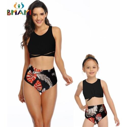 Beach Bikini Swimsuits Mother Daughter Swimwear Family Look Mommy and Me Clothes Mom Mum Mama Daughter Matching Dress Outfits