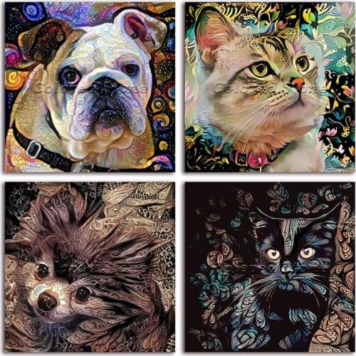 5D Full Square Diamond painting embroidery Cross stitch Animals colorful cat dog hedgehog 3D DIY Round Drill Drawing mosaic 137