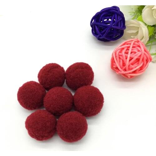 30pcs 1" 25mm Deep red Pompom Fur Craft DIY Soft Pom Poms For Children Toys Cellphone Wedding Home Decoration Accessories
